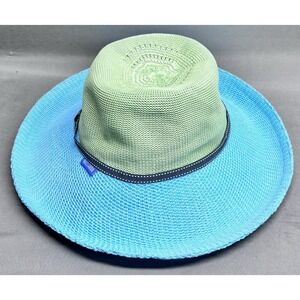 Wallaroo Victoria Two Tone Wide Brim Sun Hat Poly Straw Beach Travel